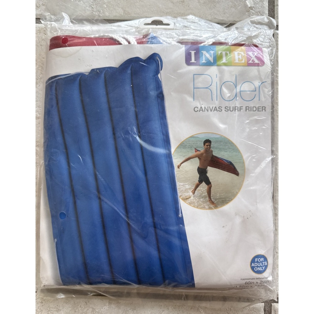 Intex Canvas Adult Surf Rider Inflatable Float Blue/Red‎ 60"x29" NIP 2014 SEALED